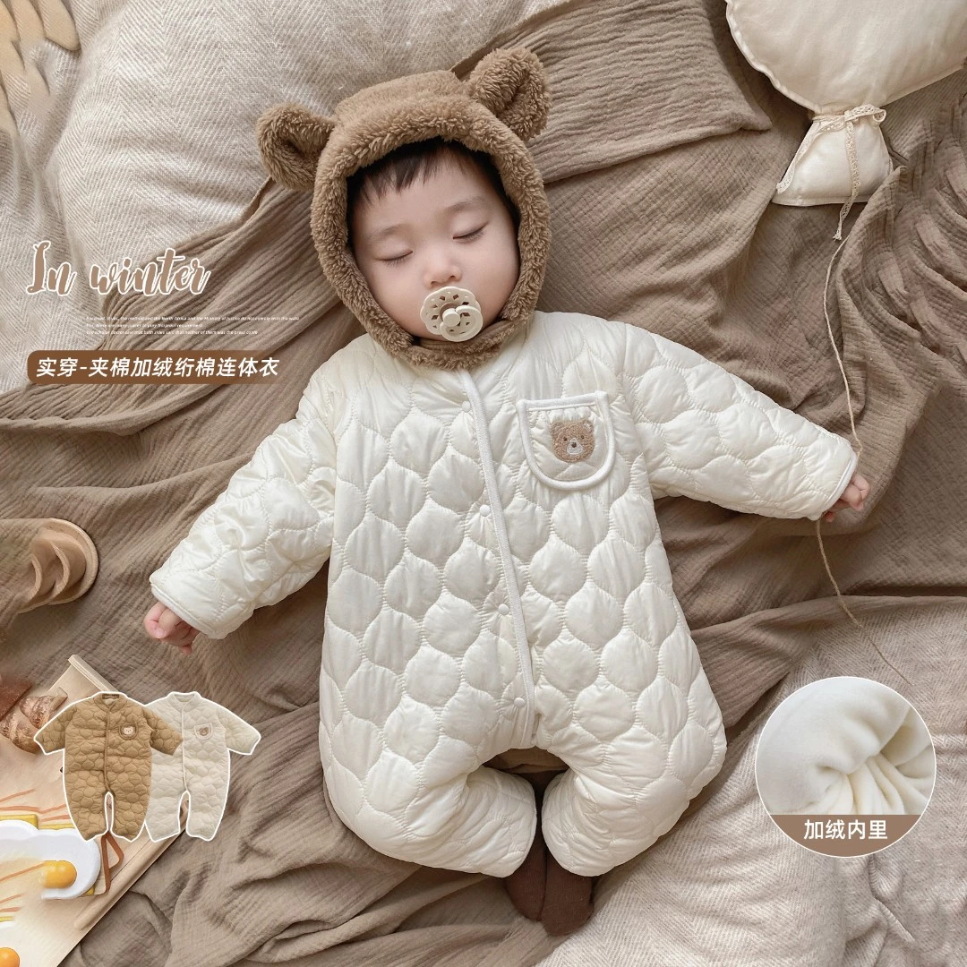 婴幼儿超保暖绗棉加绒小熊连体衣 SK1246