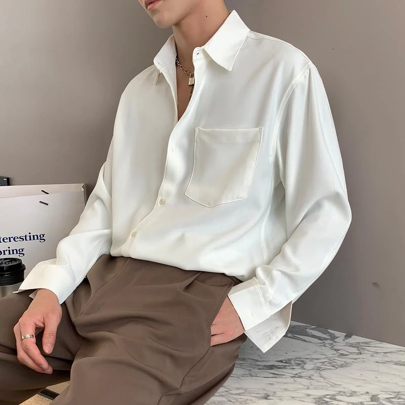 时尚潮流新款舒适舒适垂感长袖衬衫舒适舒适舒适衬衣潮牌痞帅冷淡