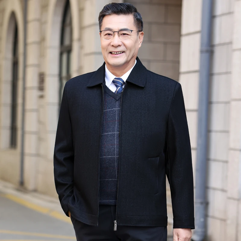 3201老同志【薄款夹克】中老年男士外套翻领宽松拉链上衣爸爸装