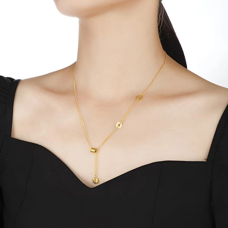 钛钢项链 不掉色B57-新中式国风小蛮腰流苏项链简约时尚锁骨链