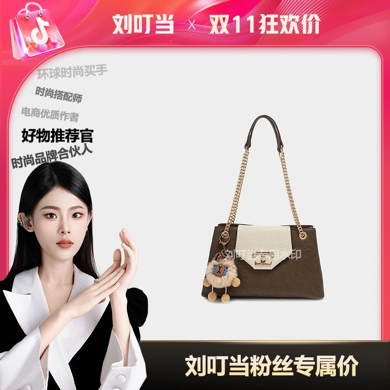 VENEHOLY秋冬新款小众轻奢单肩斜跨高级感女包DL449茶褐色