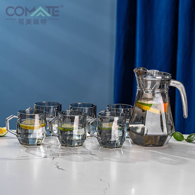 六角冷水壶水具七件套欧式水具套装一壶六杯简约轻奢
