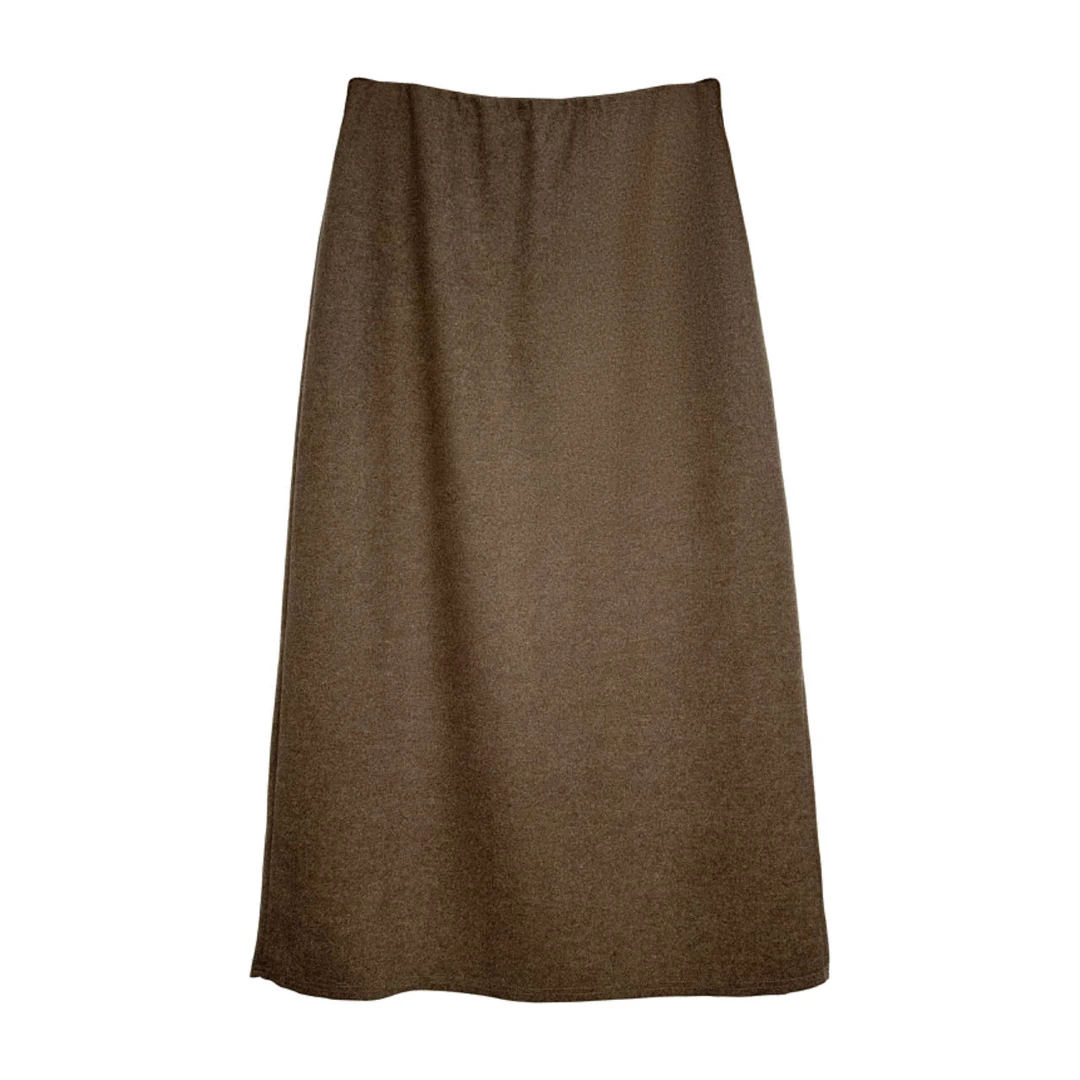 大码时尚90支精纺松紧腰显瘦百搭休闲单侧开叉半身裙8579