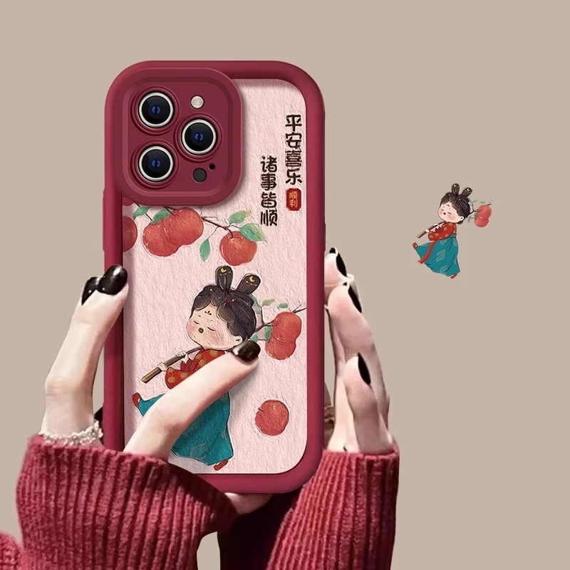 苹果女孩适用苹果15promax/华为/OPPO/VIVO/小米/荣耀/13手机壳