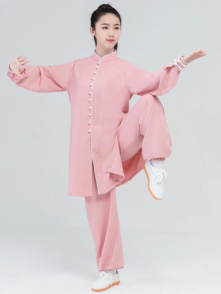 凌霄春秋中式太极服新款春秋季八段锦练功服太极拳武术表演服装