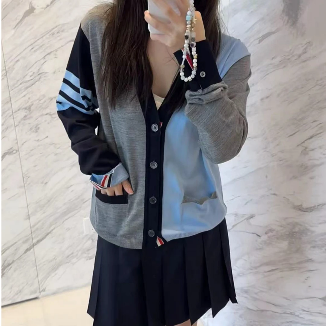 全新未使用 THOMBROWNE 新款拼色四道杠长袖开衫