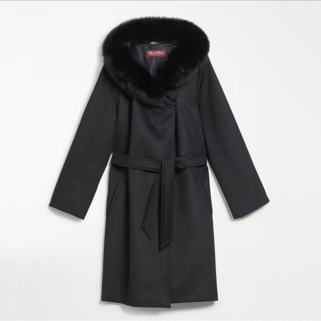 全新未使用 MaxMara MAXMARA 经典黑色MANGO大衣