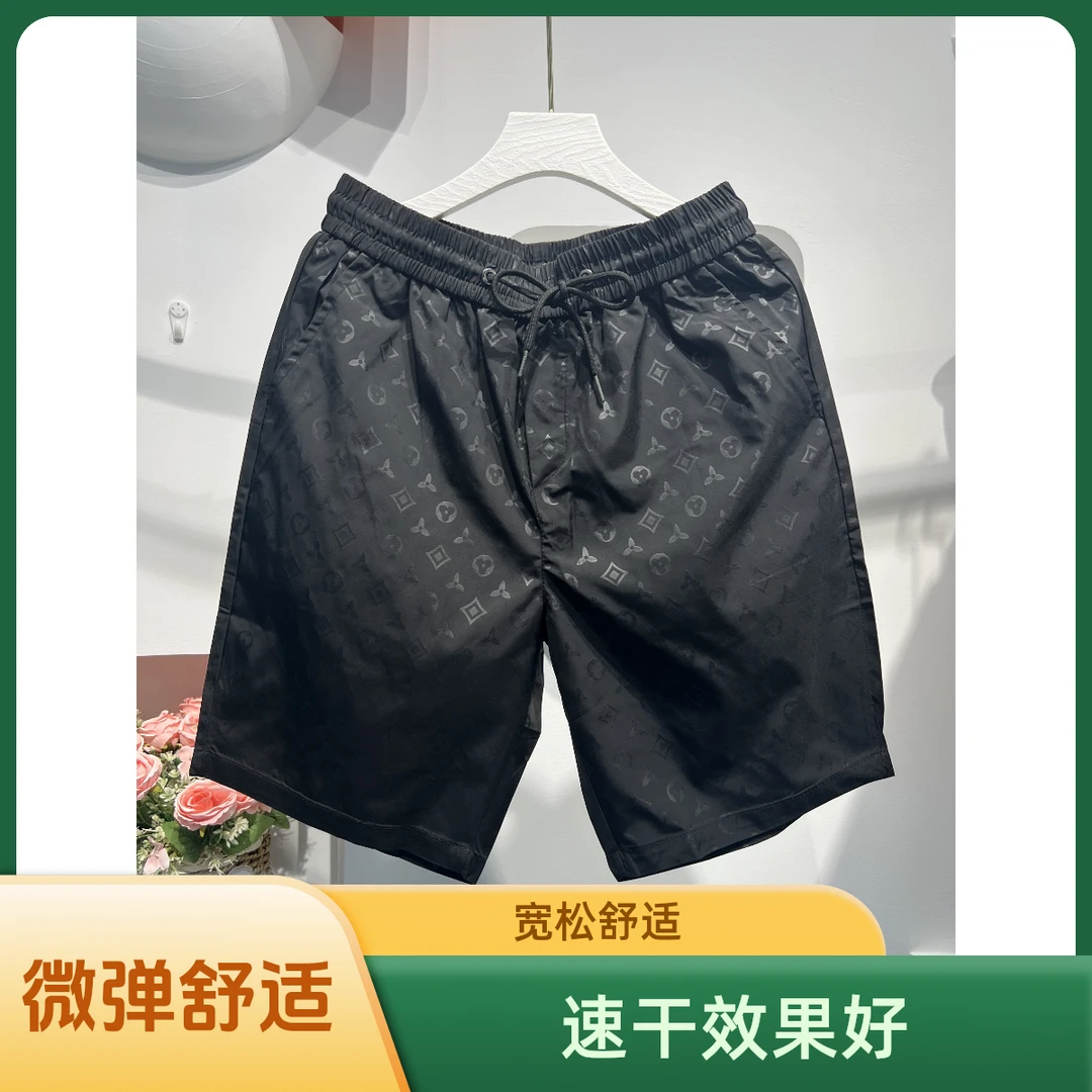 夏季新款男士速干冰丝短裤时尚休闲沙滩裤潮牌时尚宽松印花五分裤