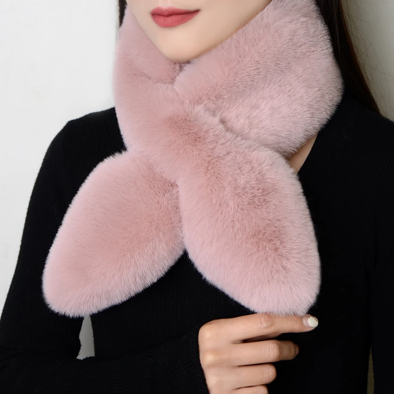 獭兔毛围巾女生冬季2023新款加厚保暖双面百搭毛脖套护颈仿皮草绒