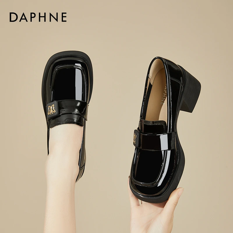 达芙妮高跟乐福鞋2025新款秋冬季厚底英伦皮鞋气质百搭小皮鞋女鞋