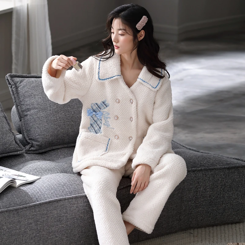 2025年新款女款睡衣女春季长裤长袖宽松舒适休闲时尚可外穿家居服