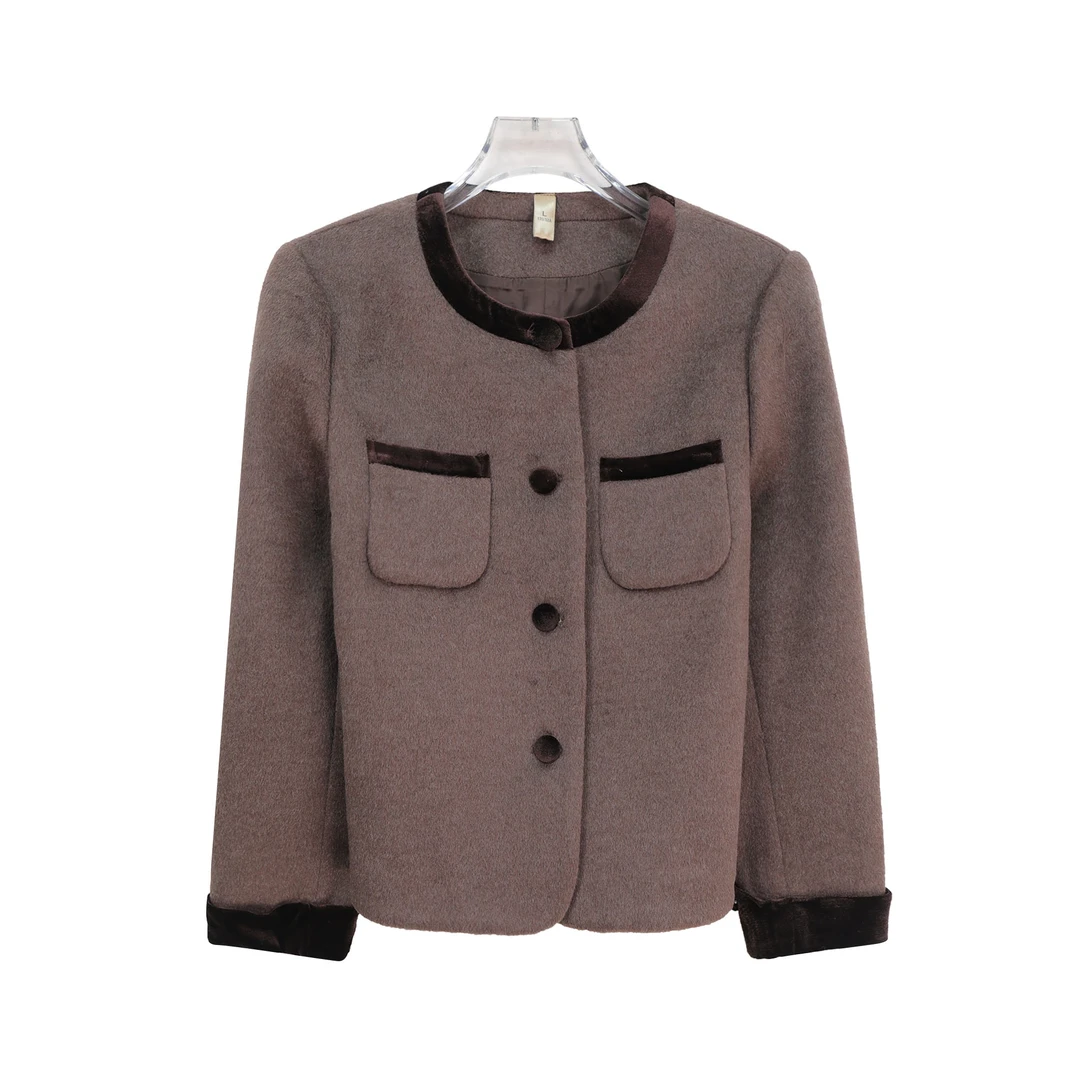 圆领简约小香风撞色气质高级感减龄外套S5319