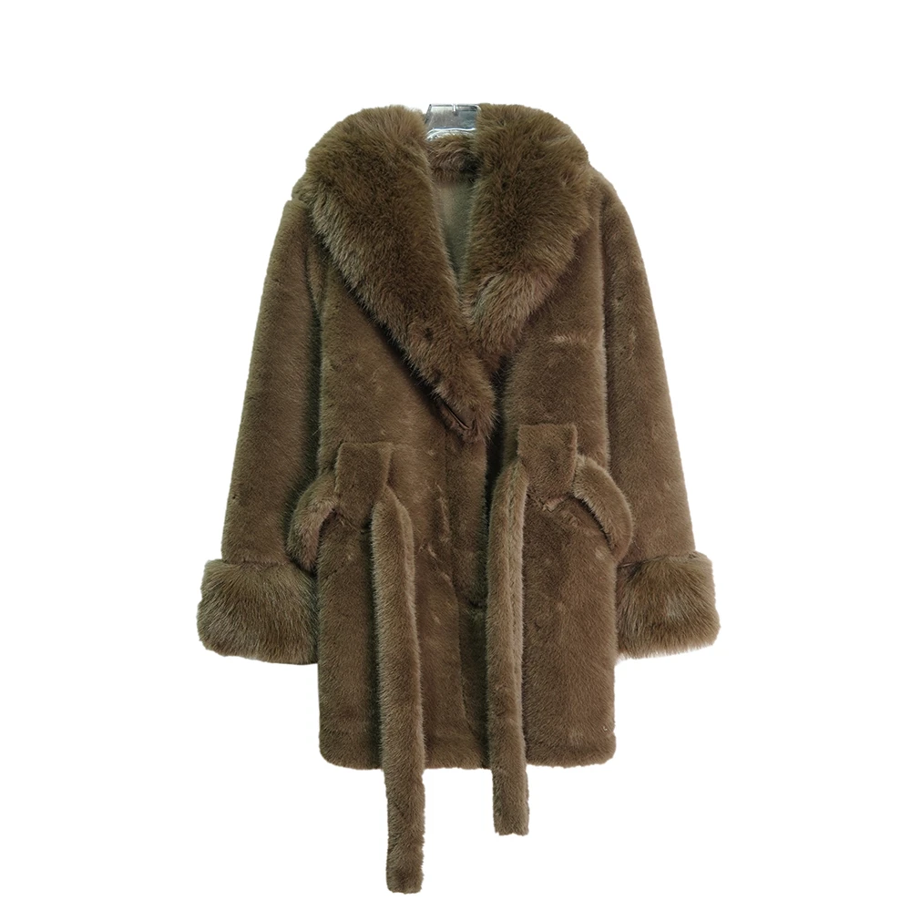 X24727【上新】慵懒风大翻领高级感毛毛外套咖色系带小众名媛风3D