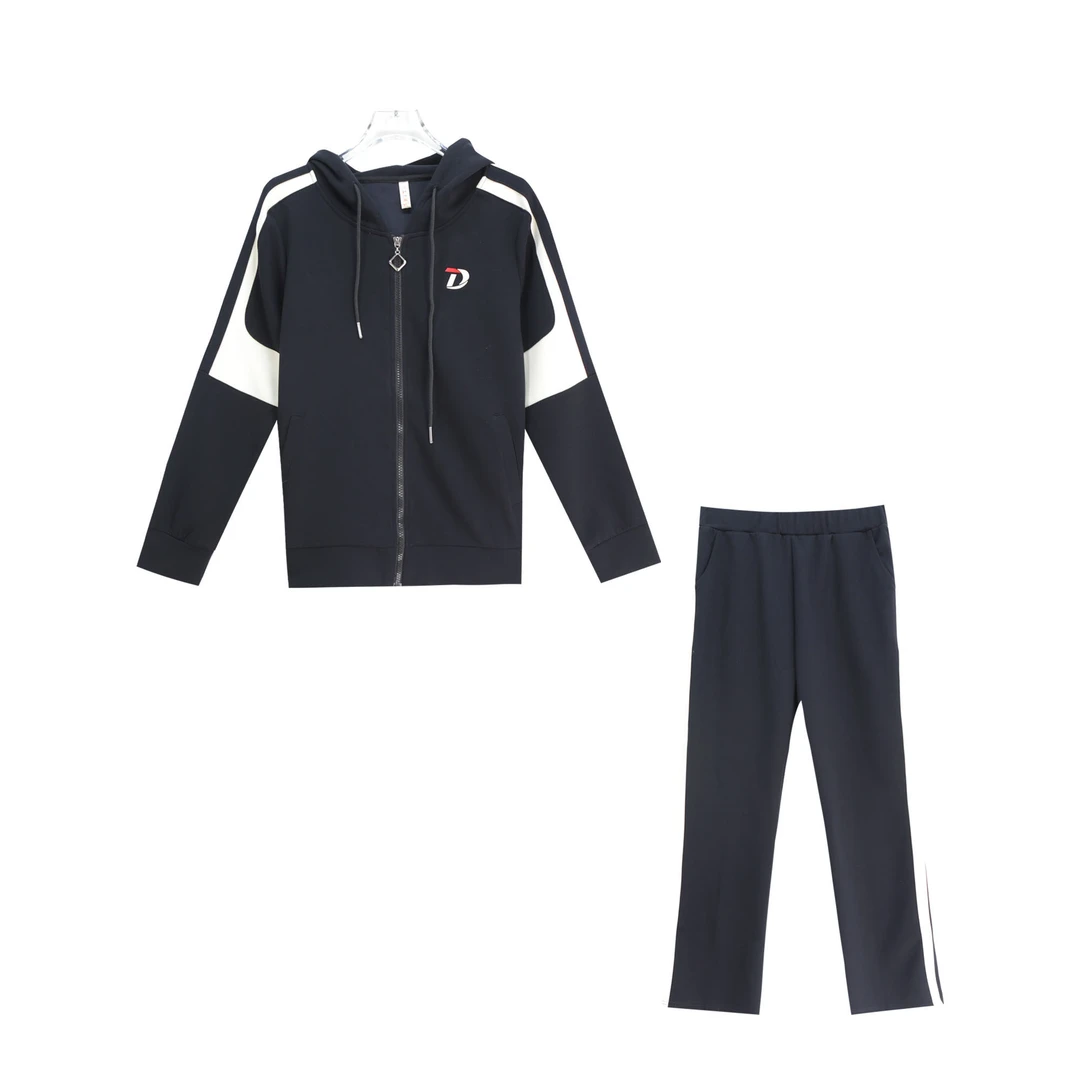 春季潮流拼接设计感拉链外套休闲裤套装S2454
