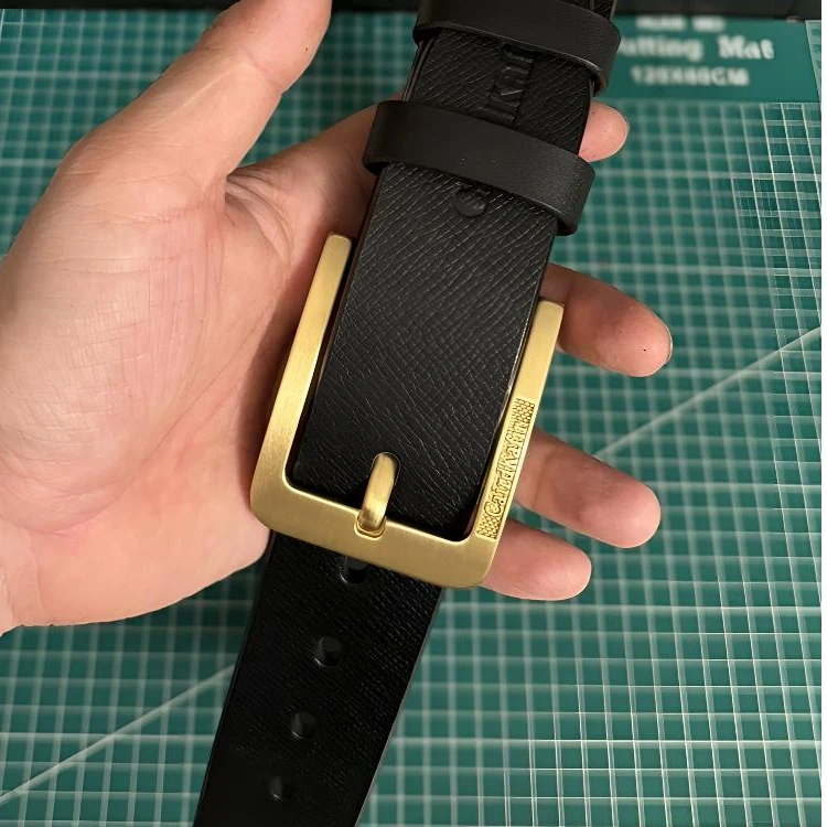 Cairdkafir皮带男真牛皮皮带针扣头层牛皮裤腰带休闲复古铜扣