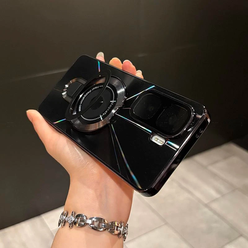 适用于iQOOneo10/10pro镭射CD纹电镀防滑条磁吸支架手机壳防摔