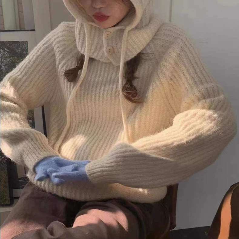 现货！TWT绵绵海洋//小众独特马海毛毛衣+帽子两件套XX10Z-083