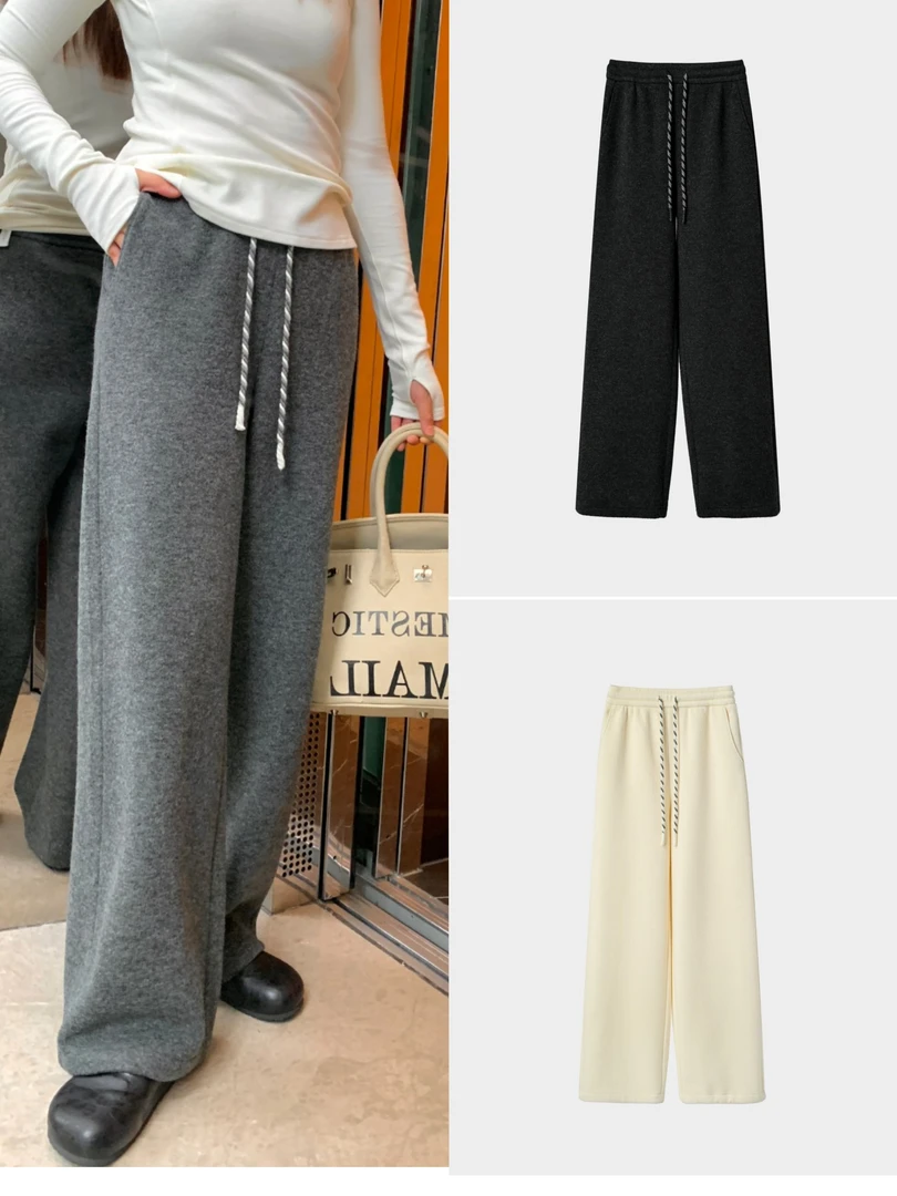 Seawhen海维恩「咩咩绒束口裤」超显腿长的两穿直筒裤，质感满分！