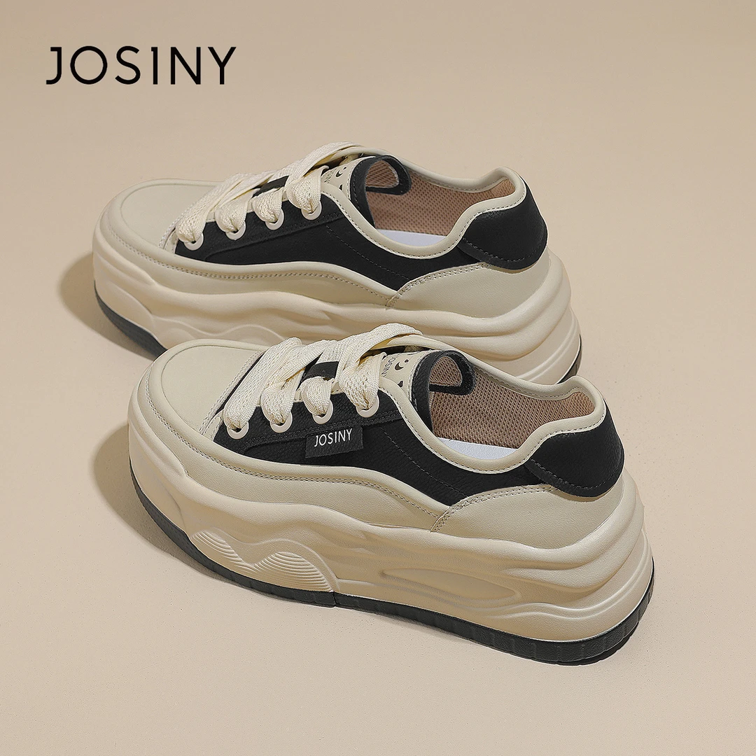 卓诗尼厚底帆布鞋女春季2024新款小众百搭增高熊猫鞋复古休闲板鞋