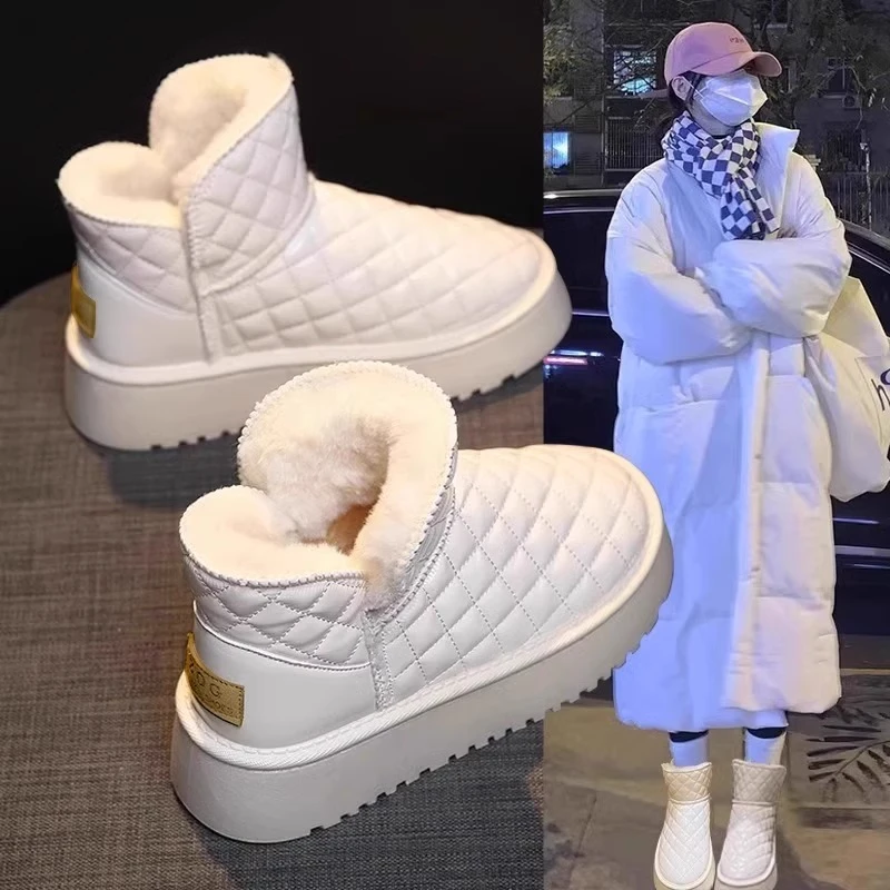 她他玥牌东北抗寒雪地靴女2024新款冬季加绒加厚防水防滑大棉鞋