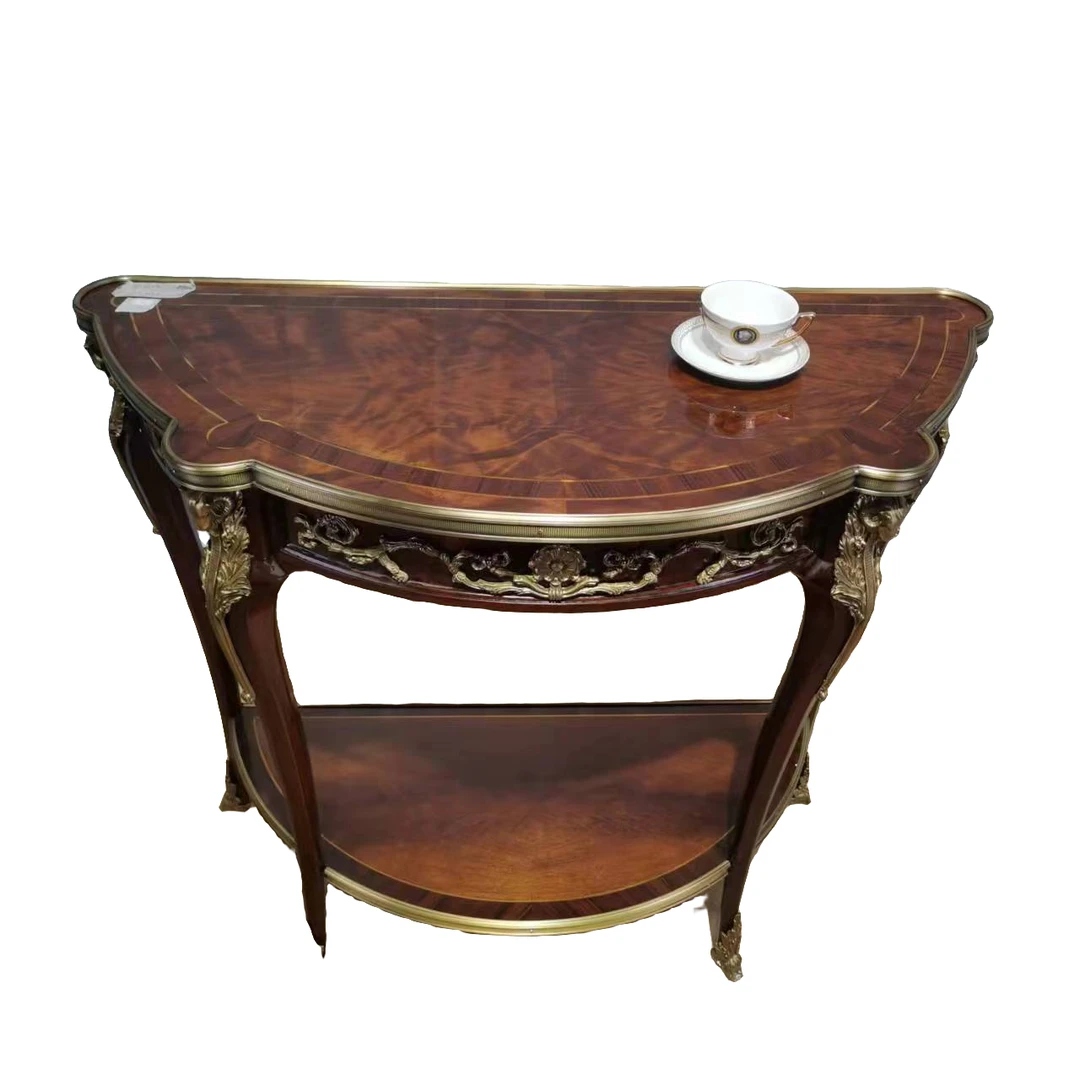 英式亚历山大 玄关桌 Y-038桃花芯木纯铜围边黄金树杈皮100*45*87