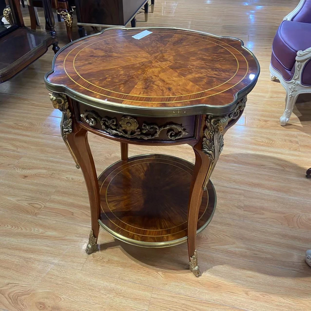 英式亚历山大 小圆几 Y-029 纯铜五金桃花芯木 客厅角几 68*68*75