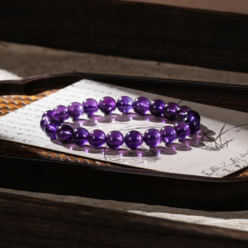 天然乌拉圭紫水晶手串女款约8m气质百搭时尚手饰品手链