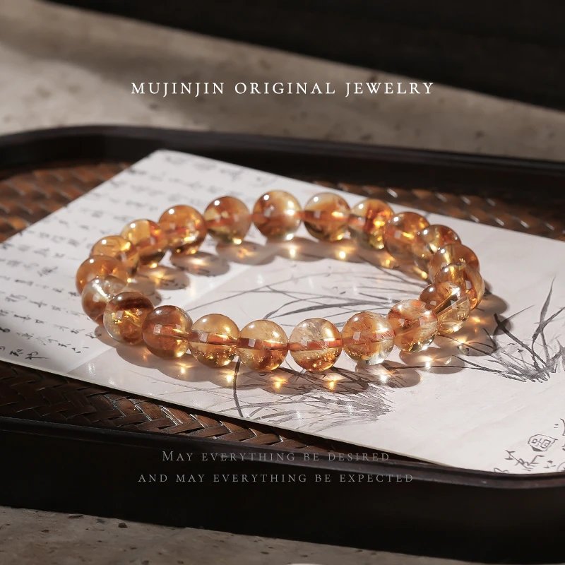 天然黄塔晶水晶手串男女情侣款简约时尚手饰品百搭串珠手链小众