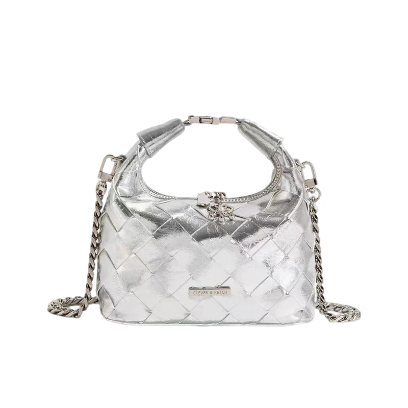 CLEVER时尚编织饺子手提包女2024新款百搭通勤链条斜挎包