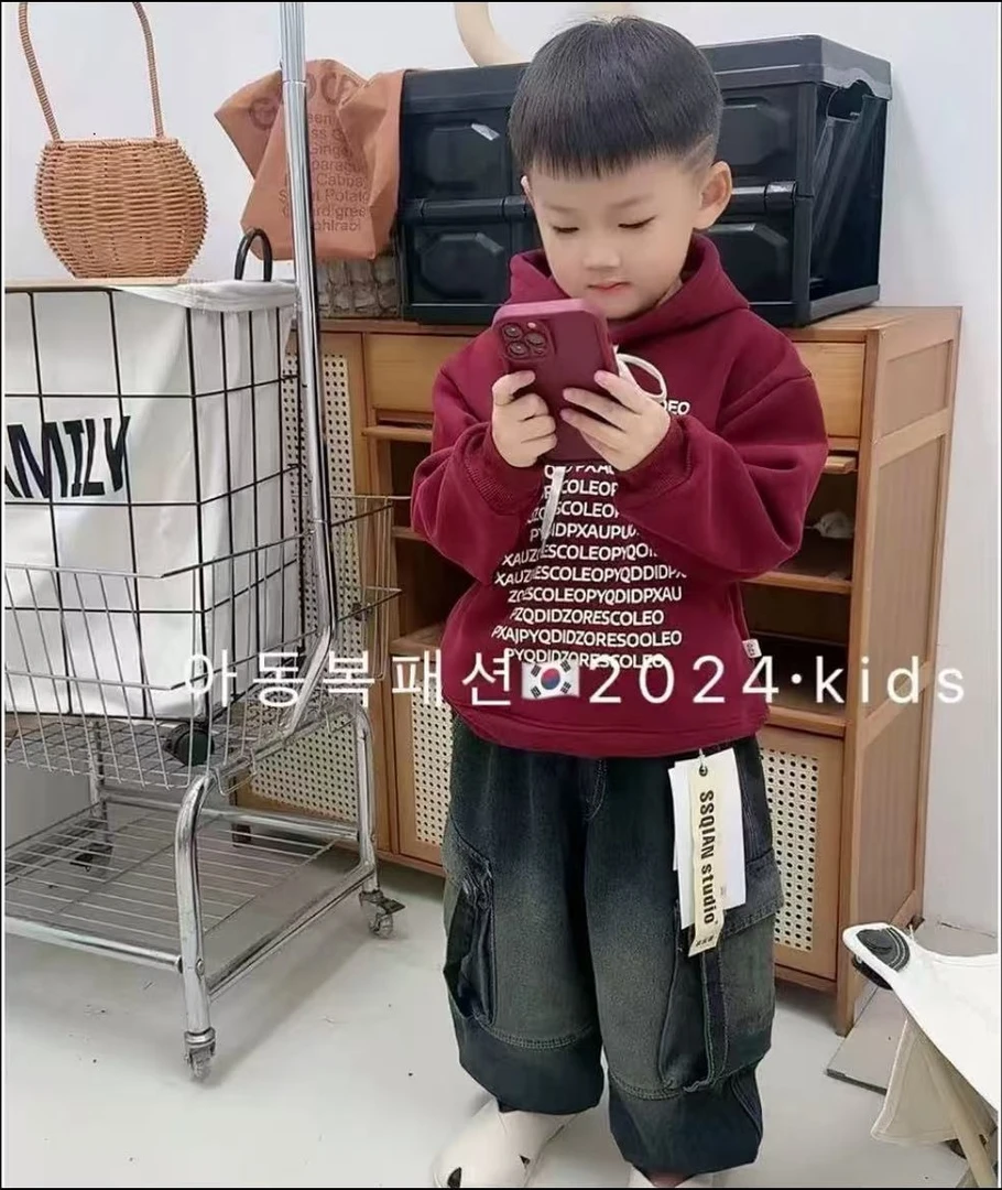 [Top·穿搭王～]加绒帽衫卫衣秋冬韩国童装卫衣儿童