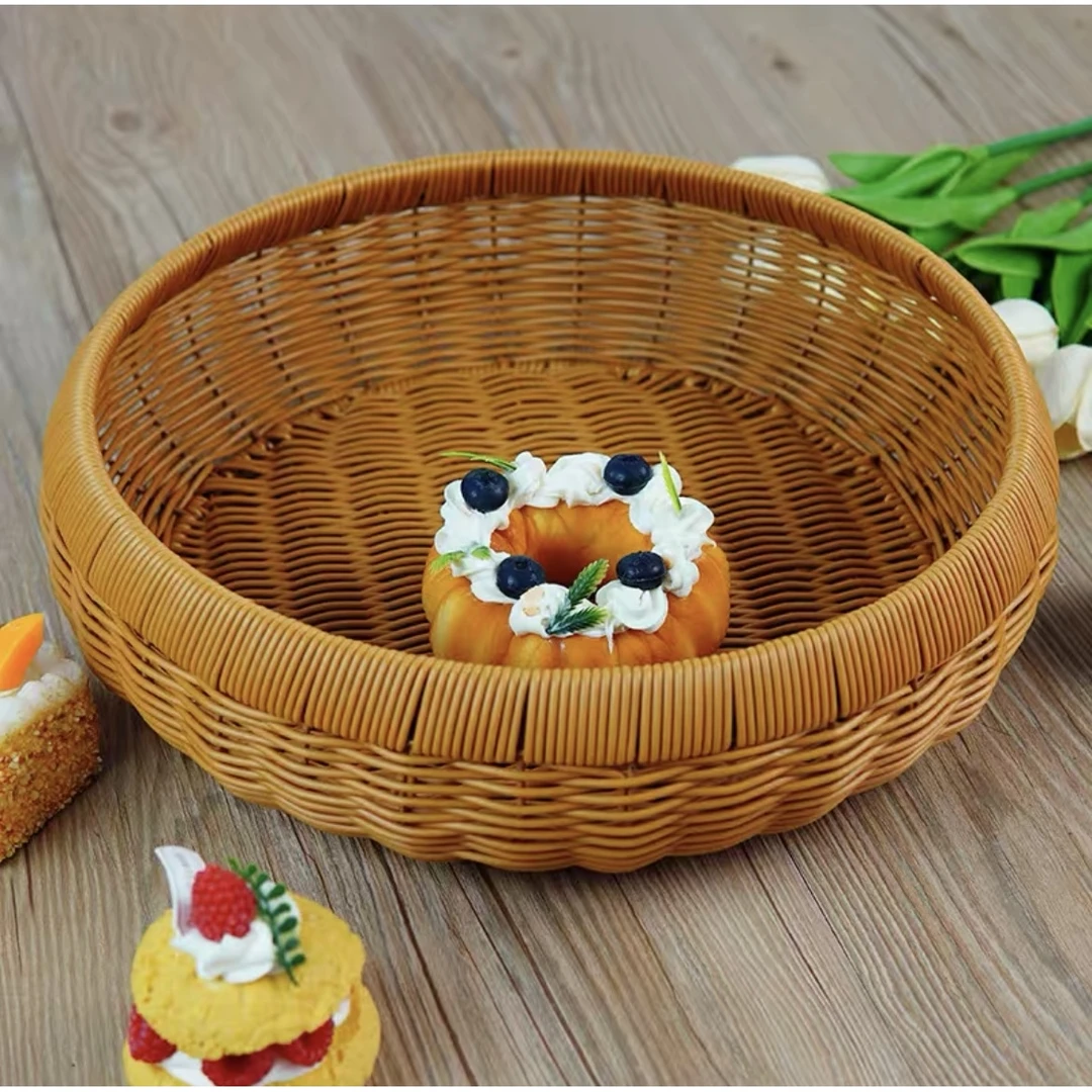 Y4棕色圆形加粗加固收纳馒头框月饼框纯手工编织30*7