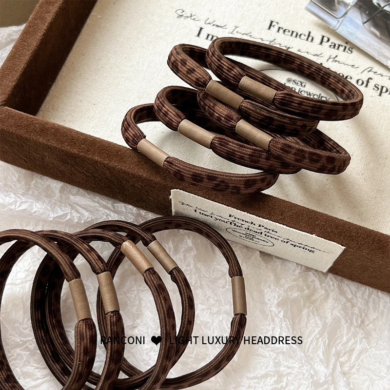 高级感复古豹纹头绳女网红2024年新款高弹力扎头发橡皮筋头饰发绳