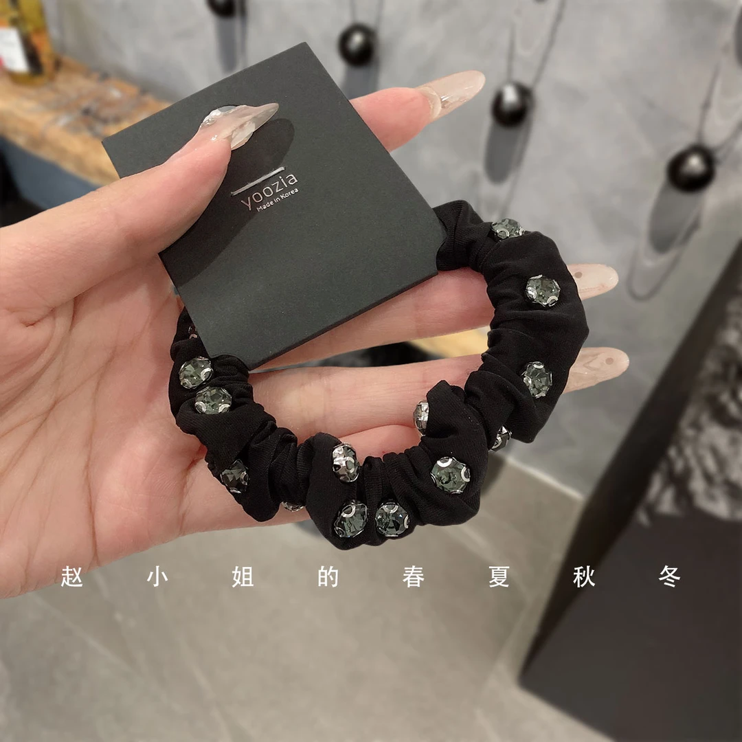 韩国饰品2024新款发饰头饰ins风简约百搭发圈头绳镶钻发绳优雅