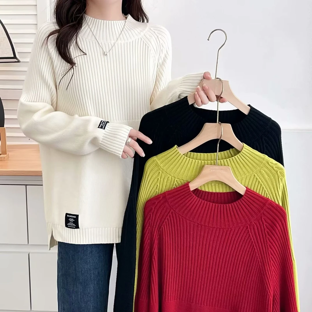 YueBeiLa/月贝拉秋冬新款大码洋气半高领厚实保暖宽松显瘦毛衣女