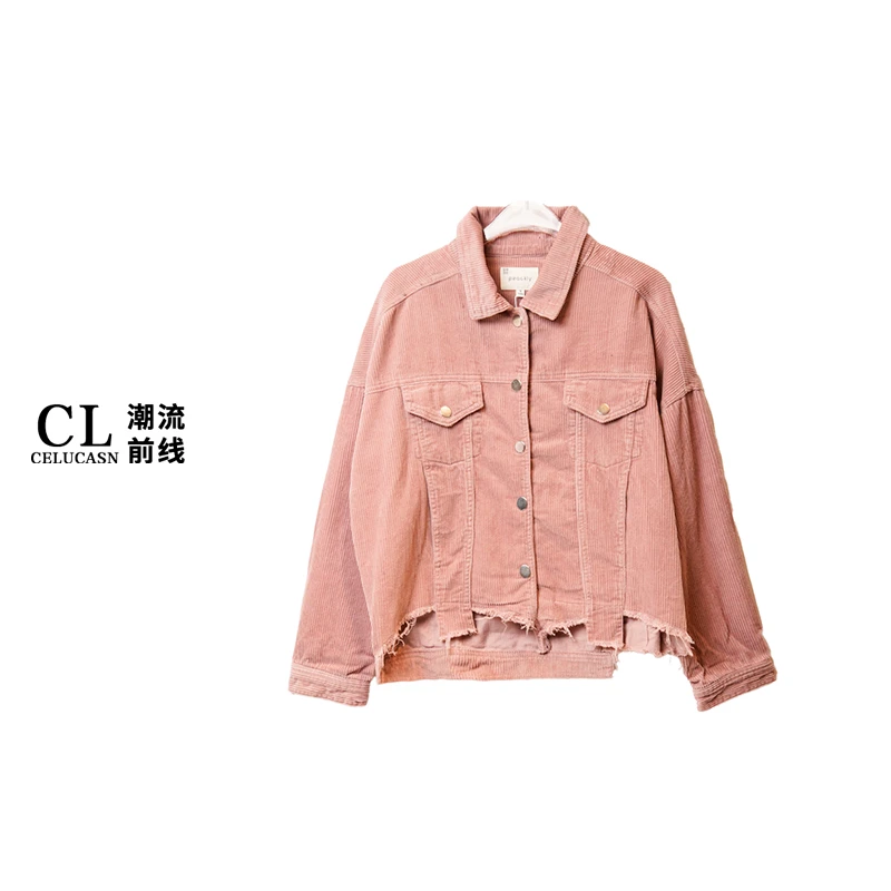 K7PI8568#毛边设计感牛仔外套水洗复古潮流拼接休闲夹克上衣ins潮