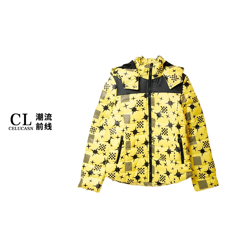 S4WBY0394#秋冬款满印图案棉服潮牌男女宽松百搭保暖上衣外套