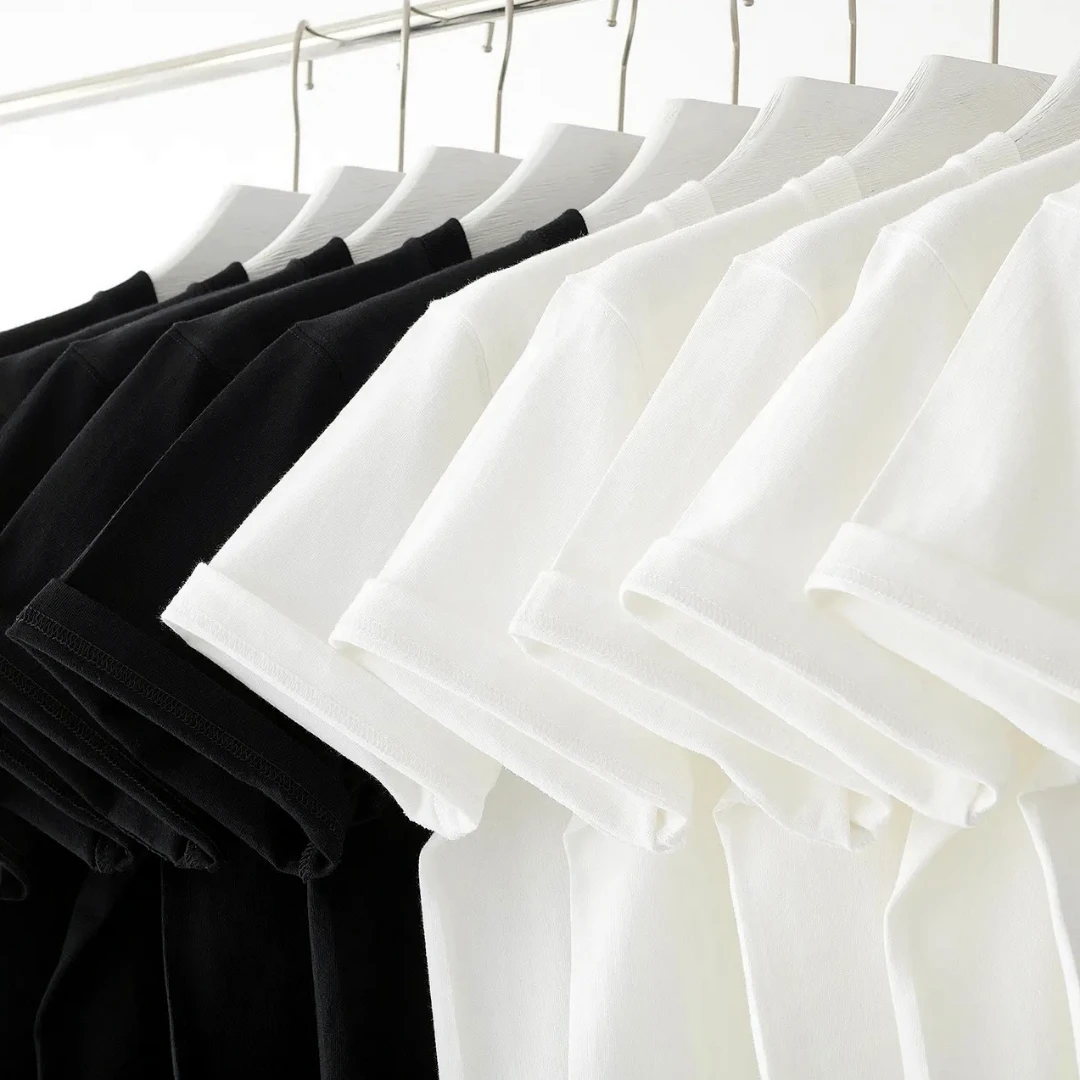 男女基础款重磅纯棉T恤新疆精梳棉纯色短袖圆领短袖百搭国潮T恤