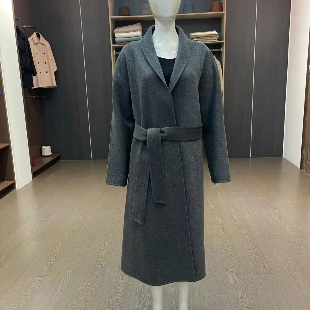 青果领长款浴袍款纯小羊羔毛