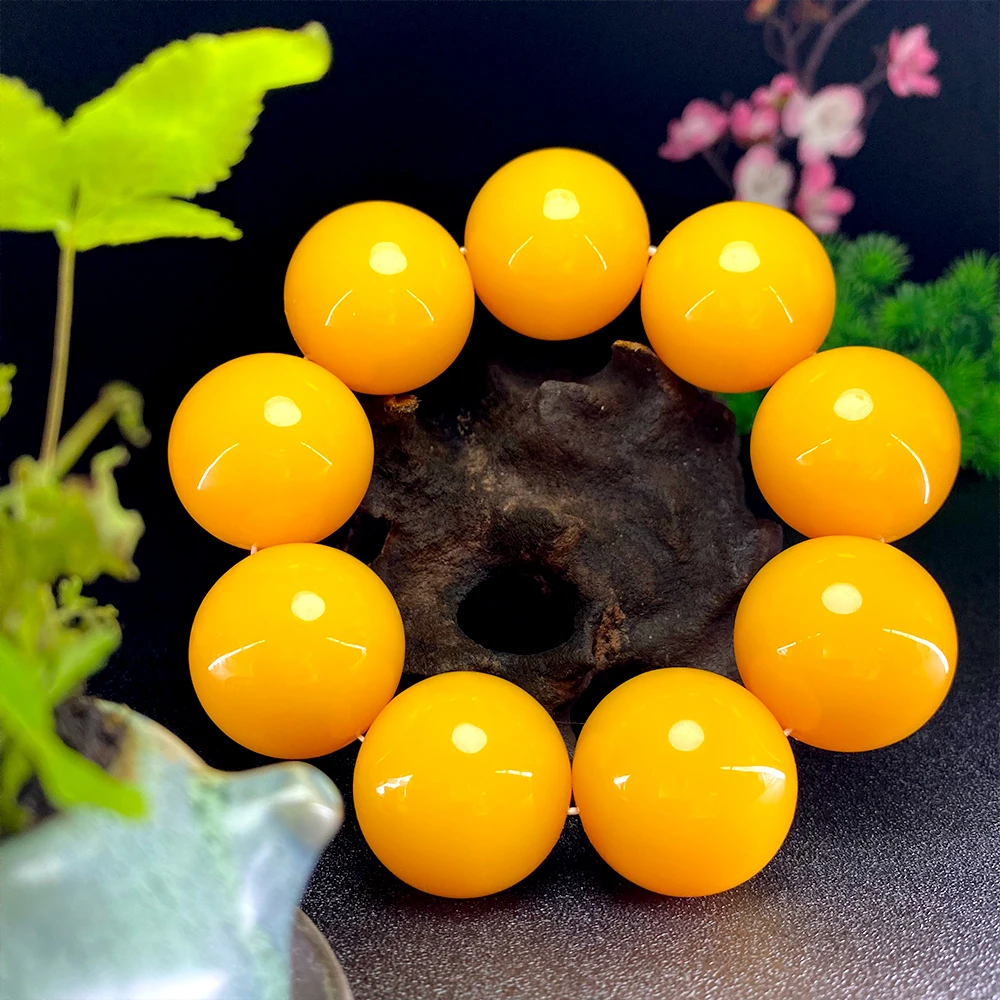 深黄色手串S722黄色手链男女百搭单圈男女款手持