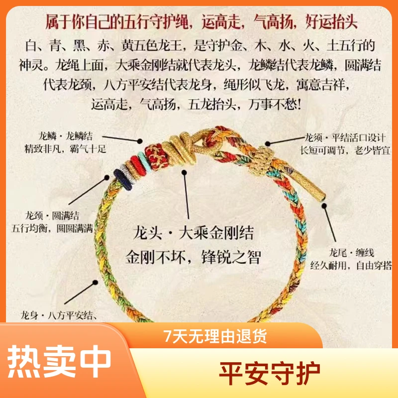 2024龙年饰品五行解岁岁龙绳龙年本命年红绳手工编织十二生肖绳编