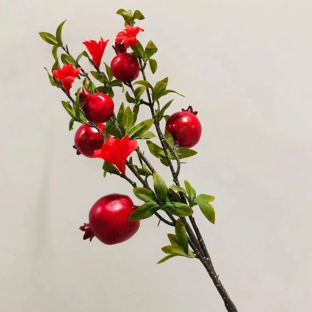 仿真石榴高档石榴假花中式客厅餐厅电视柜桌台摆件店铺装饰花