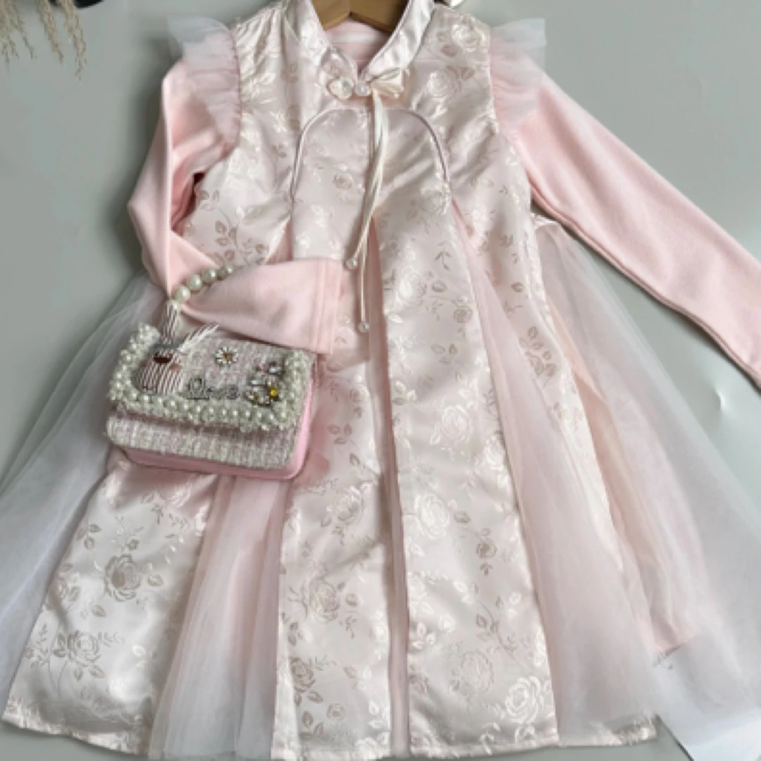 女童中国风粉色公主裙