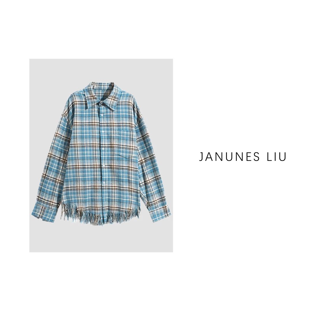 [Janunes Liu]100棉格子气质衬衫RC38126