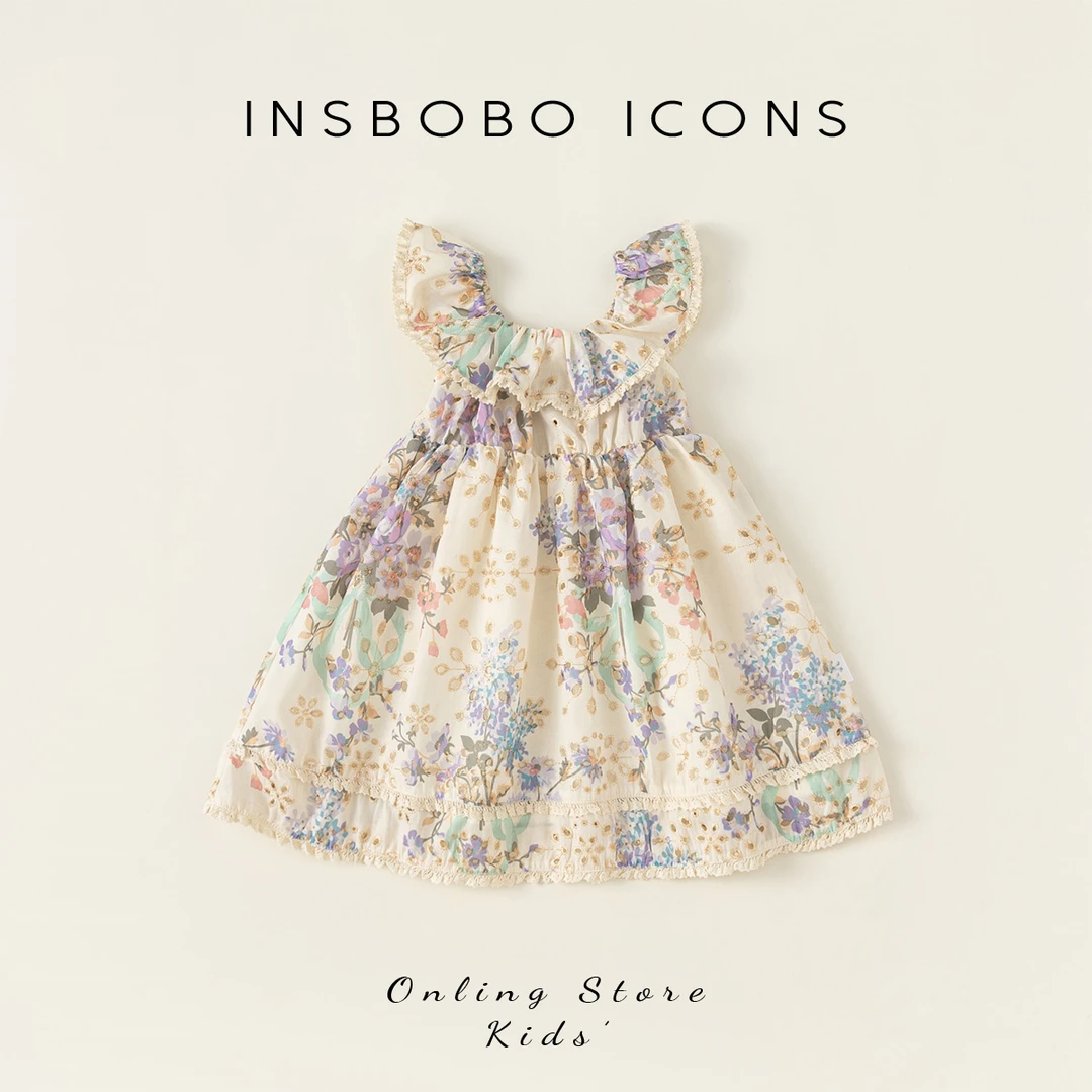 INSbobo童装儿童裙子印花无袖连衣裙女孩公主裙夏装XQ24174