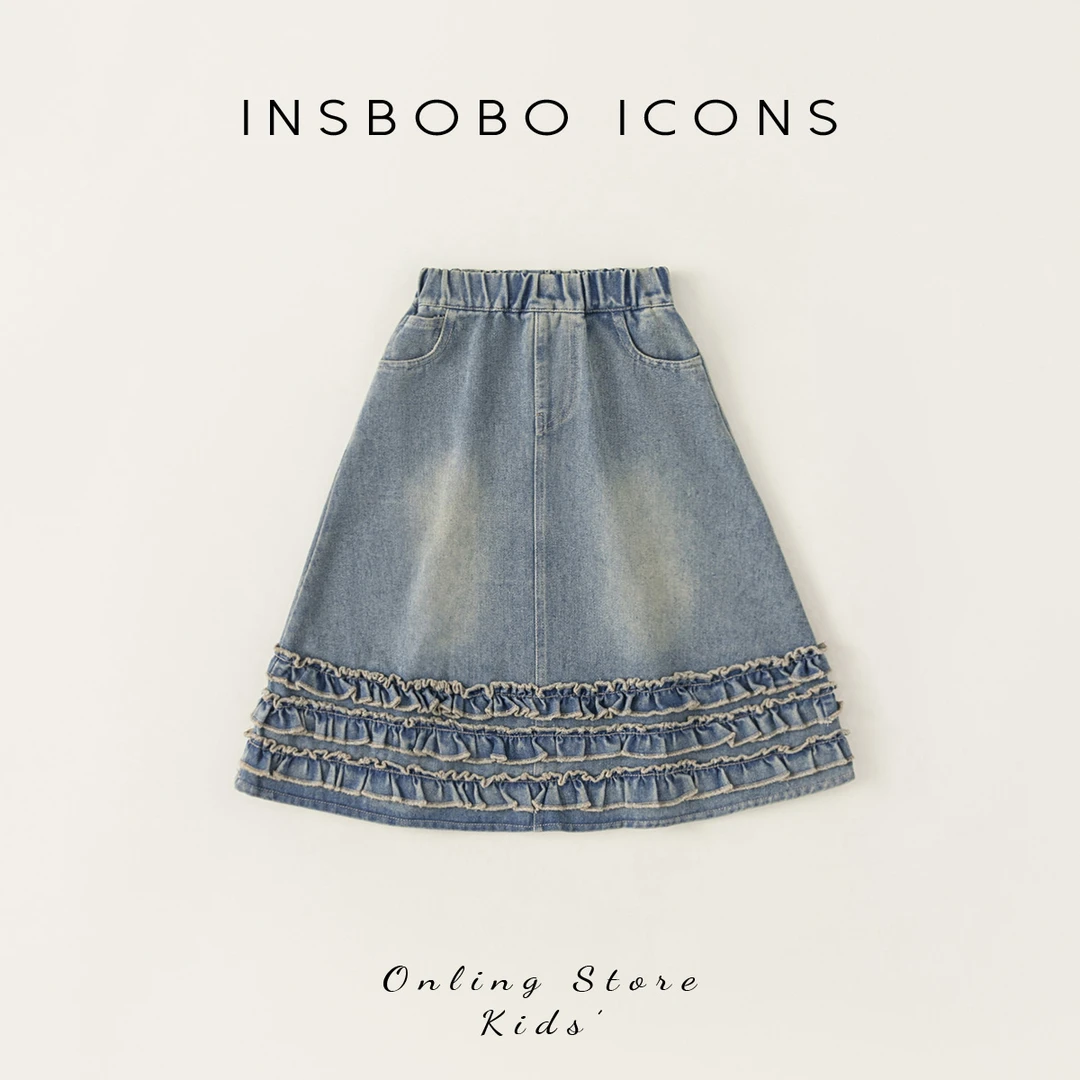 QQ46074【秋】儿童裙子（木耳花边牛仔裙）