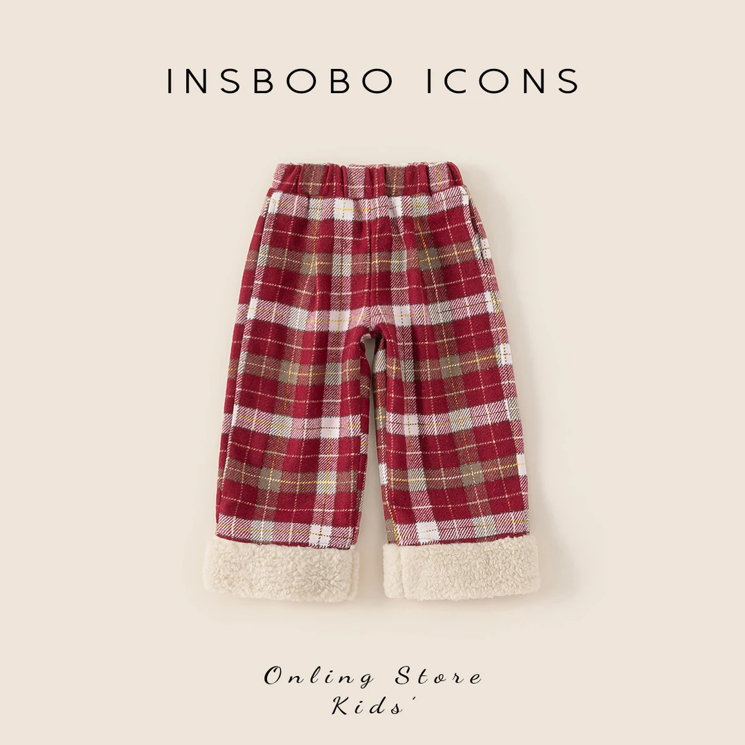 DK46303-1【冬】儿童裤子（休闲洋气格子加绒裤）