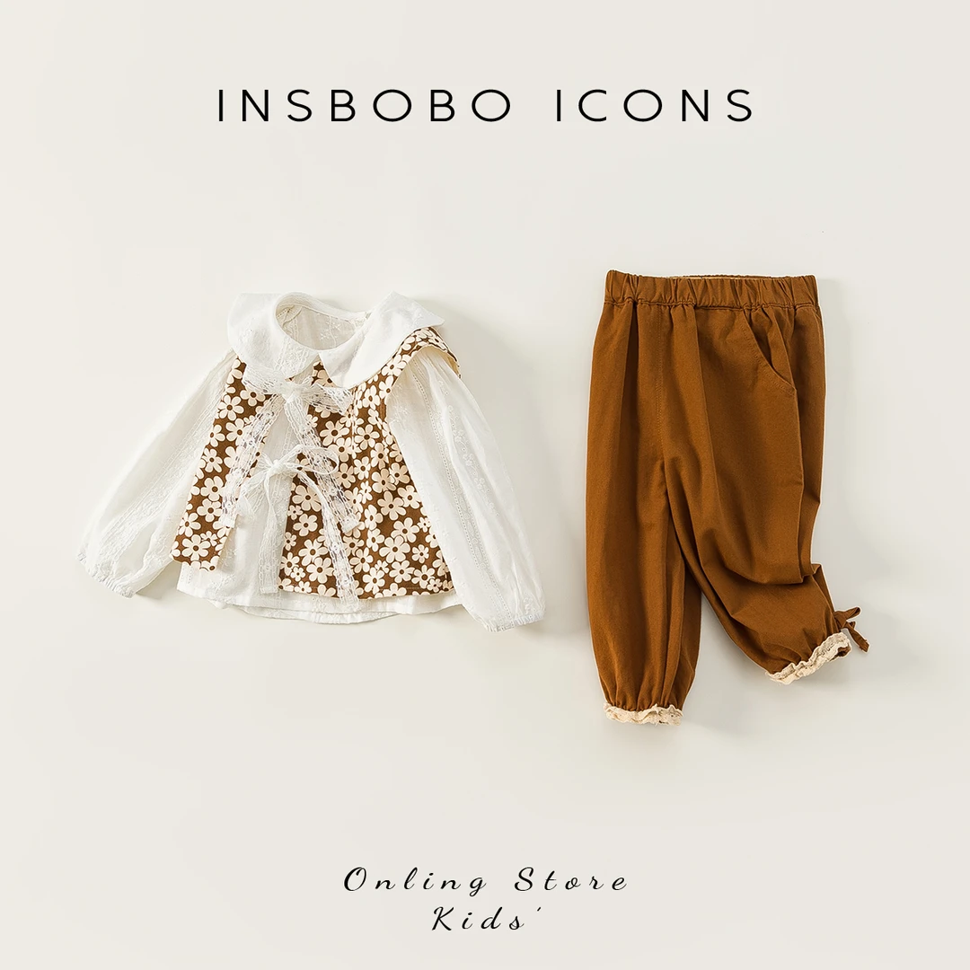 QT82087  女童秋款三件套儿童秋款长袖套装时尚网红韩版童装秋装