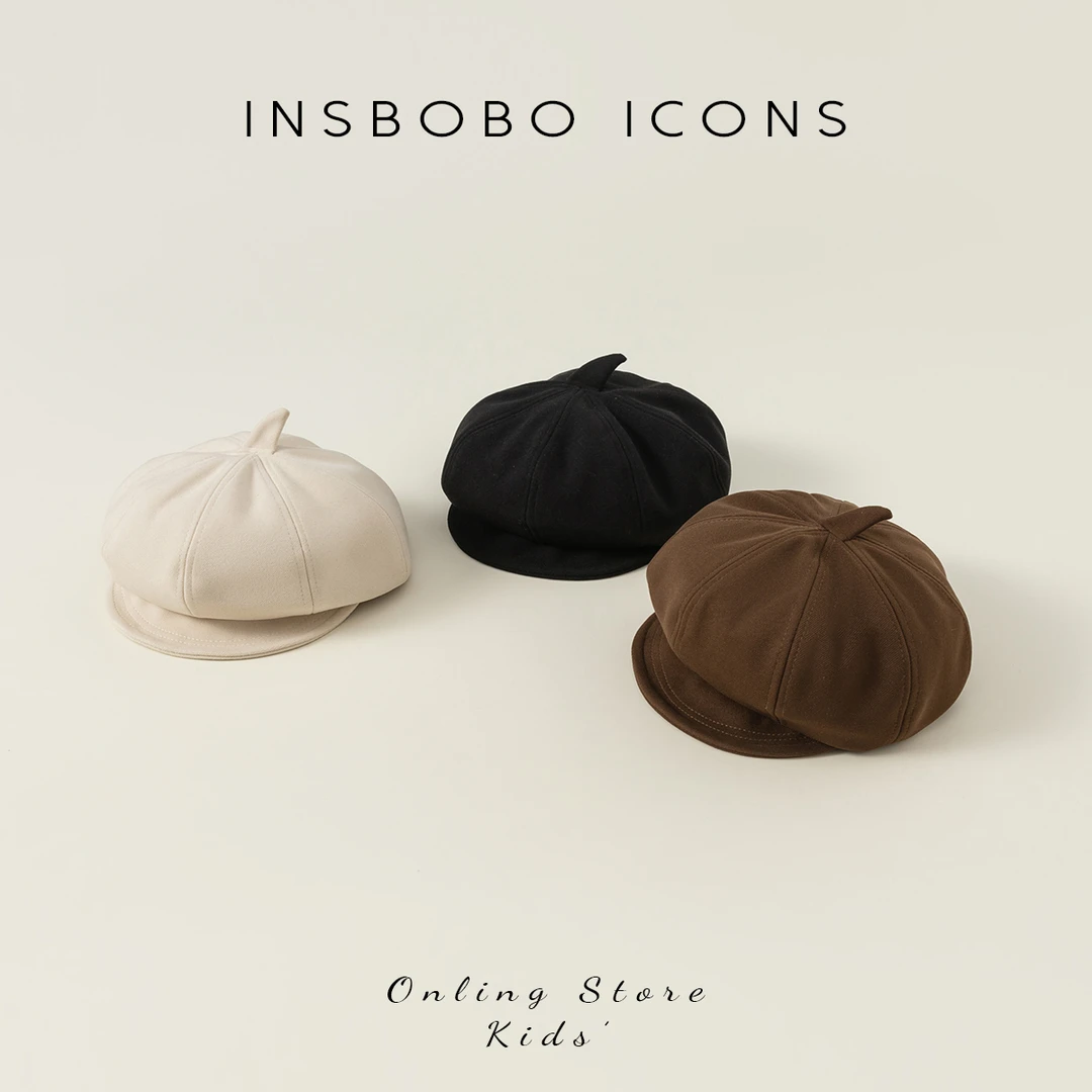 儿童贝雷帽秋季女童八角帽复古小女孩南瓜帽男童帽子洋气PS23037