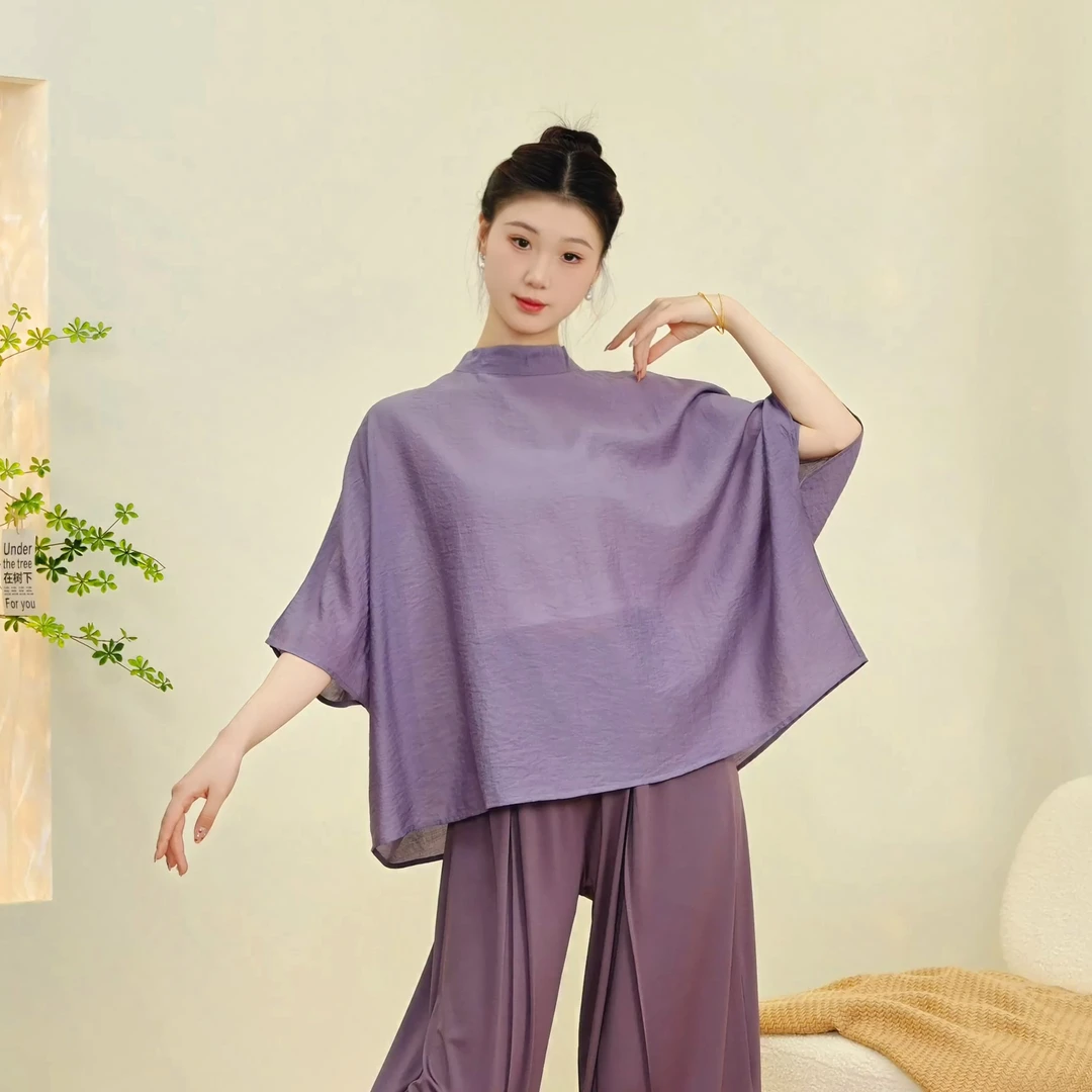 08新中式天丝棉麻上衣夏季外搭薄款宽松舞蹈服古典舞飘逸文艺春夏