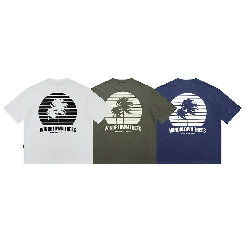 REKNAT夏季新款310克重磅夏威夷风短袖T恤宽松纯棉短袖1132